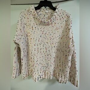 Seven7, Ladies Oversized Raised Dot Cream Crewneck Sweater, Size M